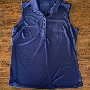 Puma Navy Blue Sleeveless Fitted Polo Tank Top